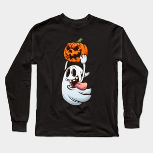 Halloween ghost and pumpkin Long Sleeve T-Shirt